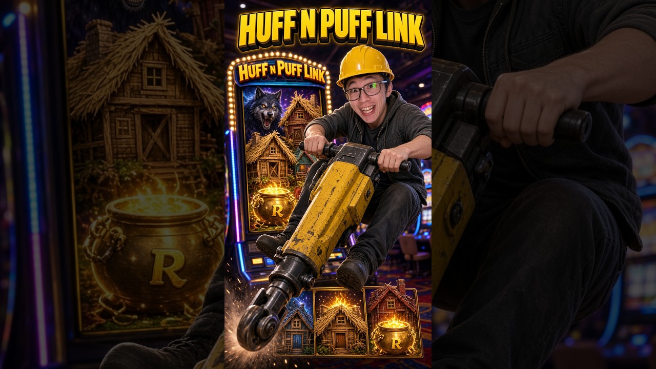 Wheel feature on Huff n’ Puff Link on min bet, from our newest video.